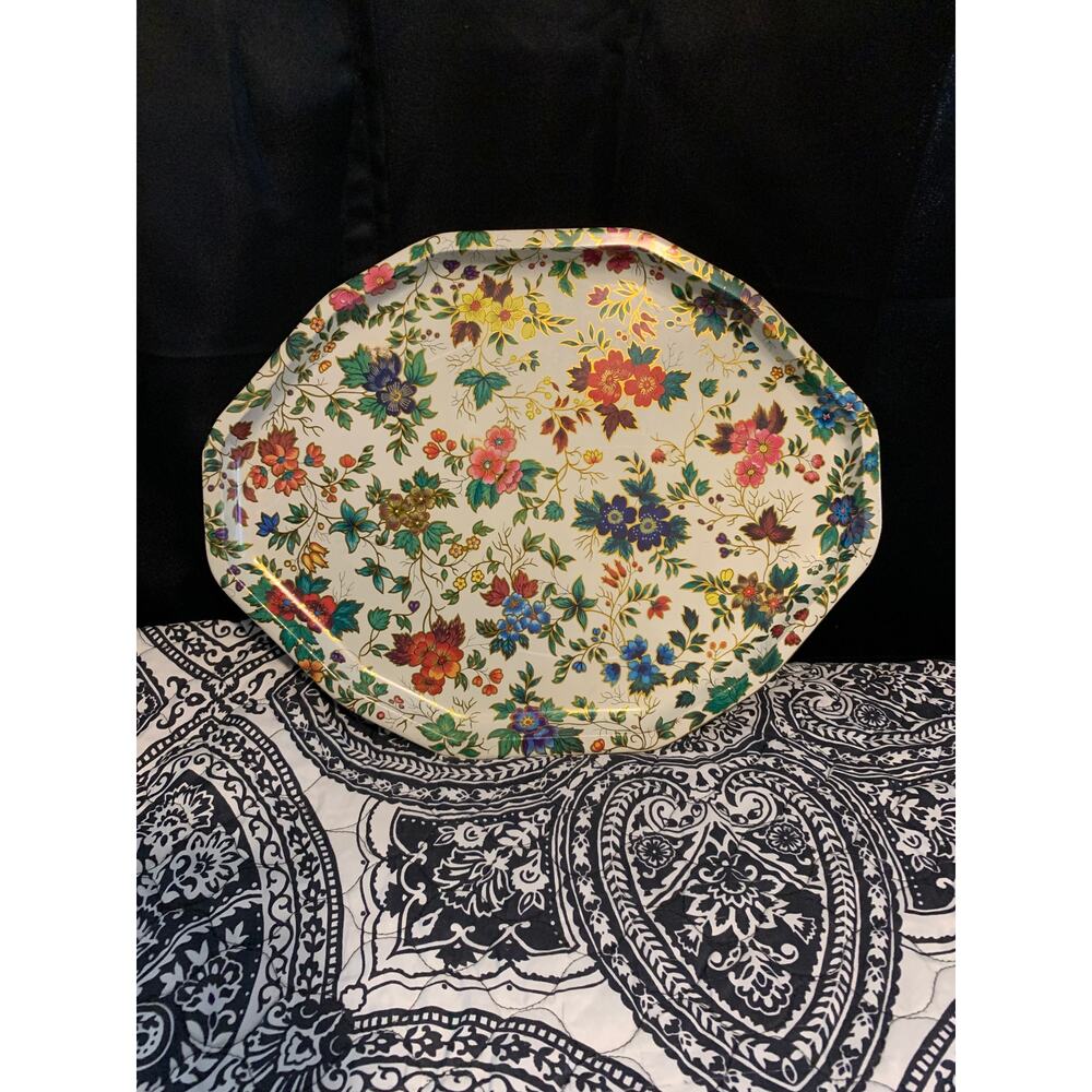 Floral Tin Serving Platter